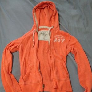 Abercrombie & Fitch zip-up sweater orange xs